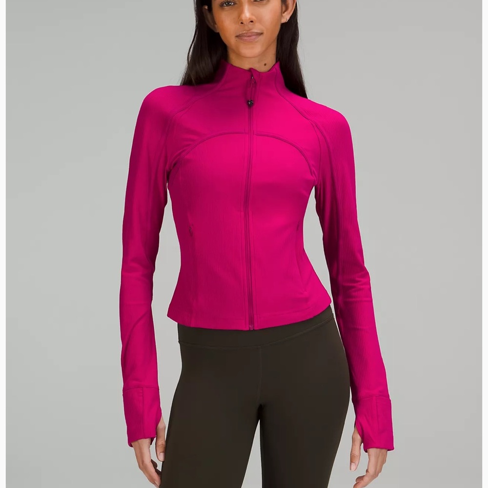 Ribbed Nulu Cropped Define Jacket Wild Berry Size 8